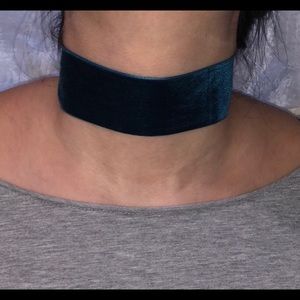 Teal Velvet Thick Choker
